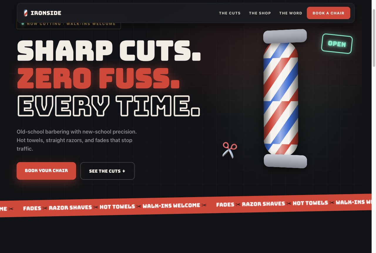 Barbershop website preview