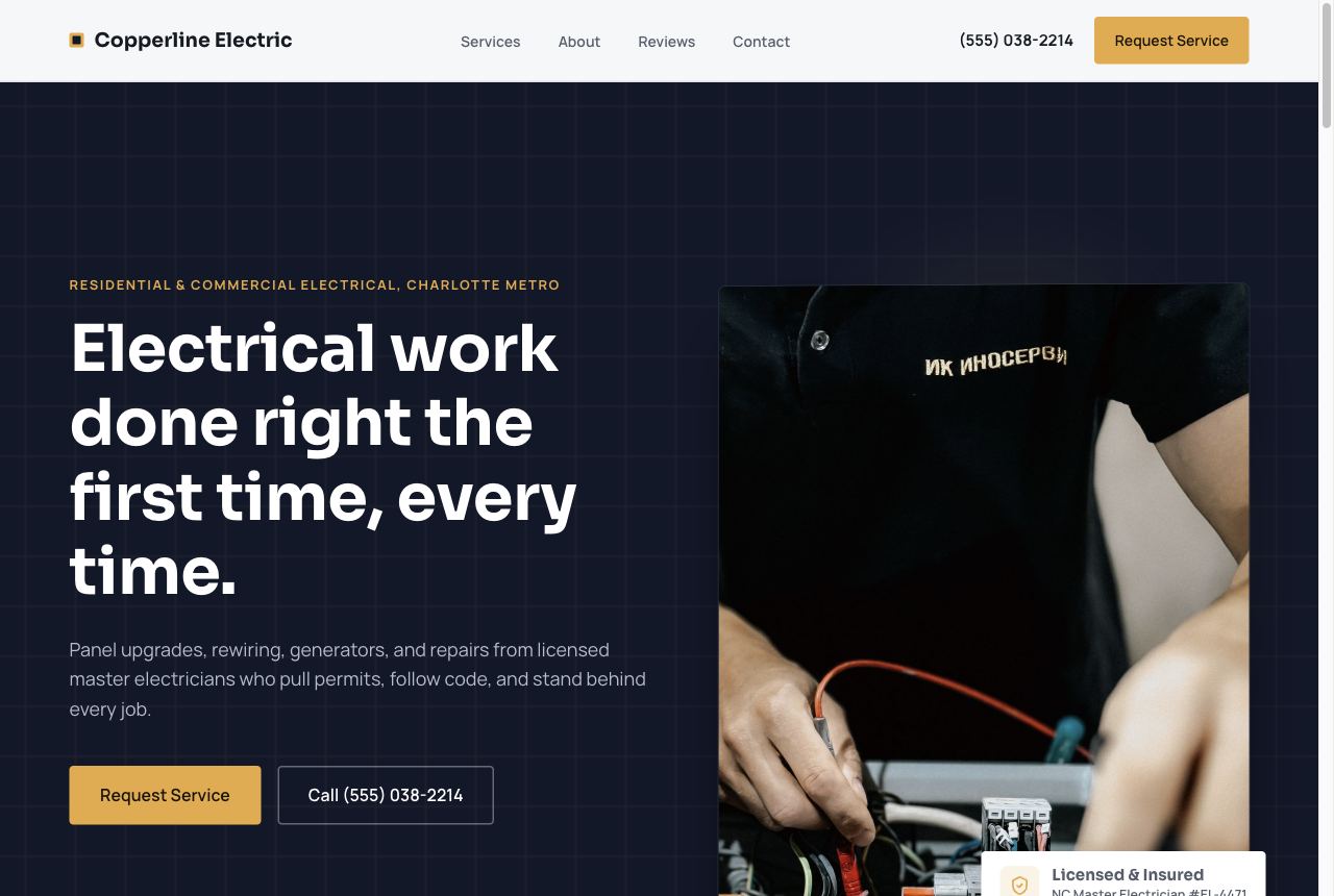 Electrician website preview