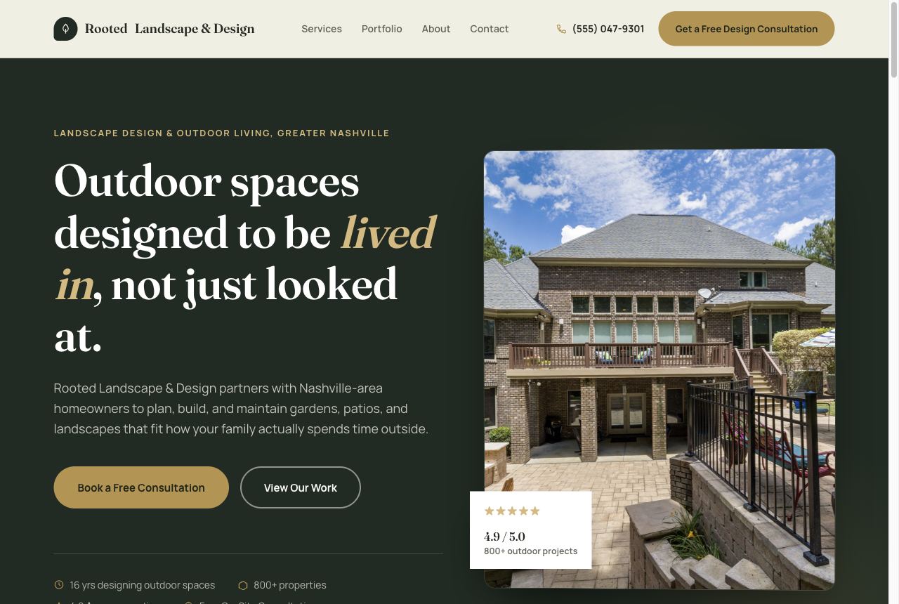 Landscaping website preview