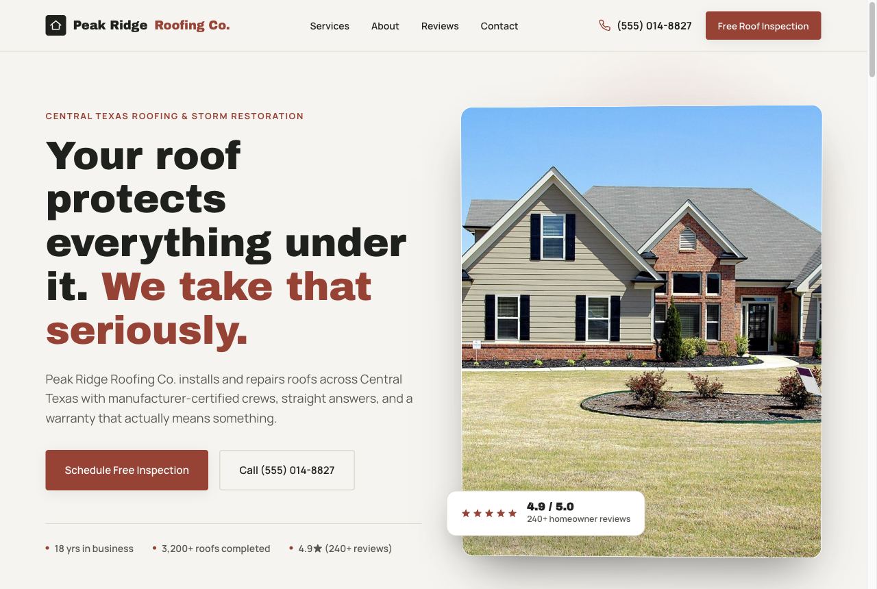 Roofing website preview