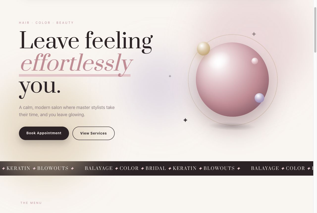 Salon website preview